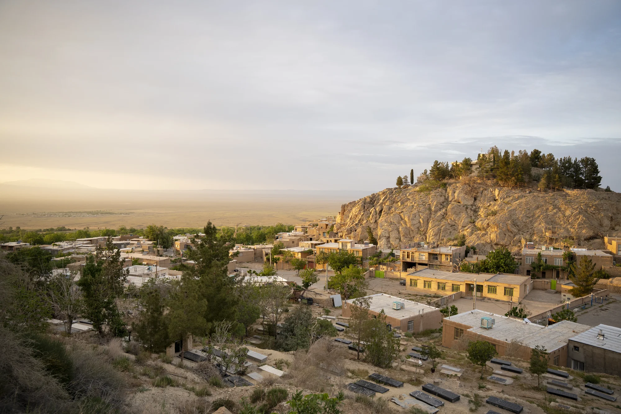 Qaleh Bala village and surrounding nature at sunrise