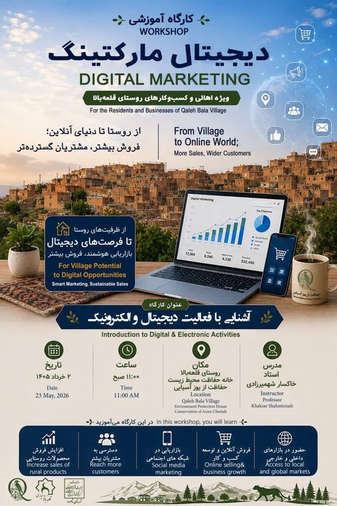 Digital Marketing Training Workshop to Be Held for Rural Business Development in Qaleh Bala