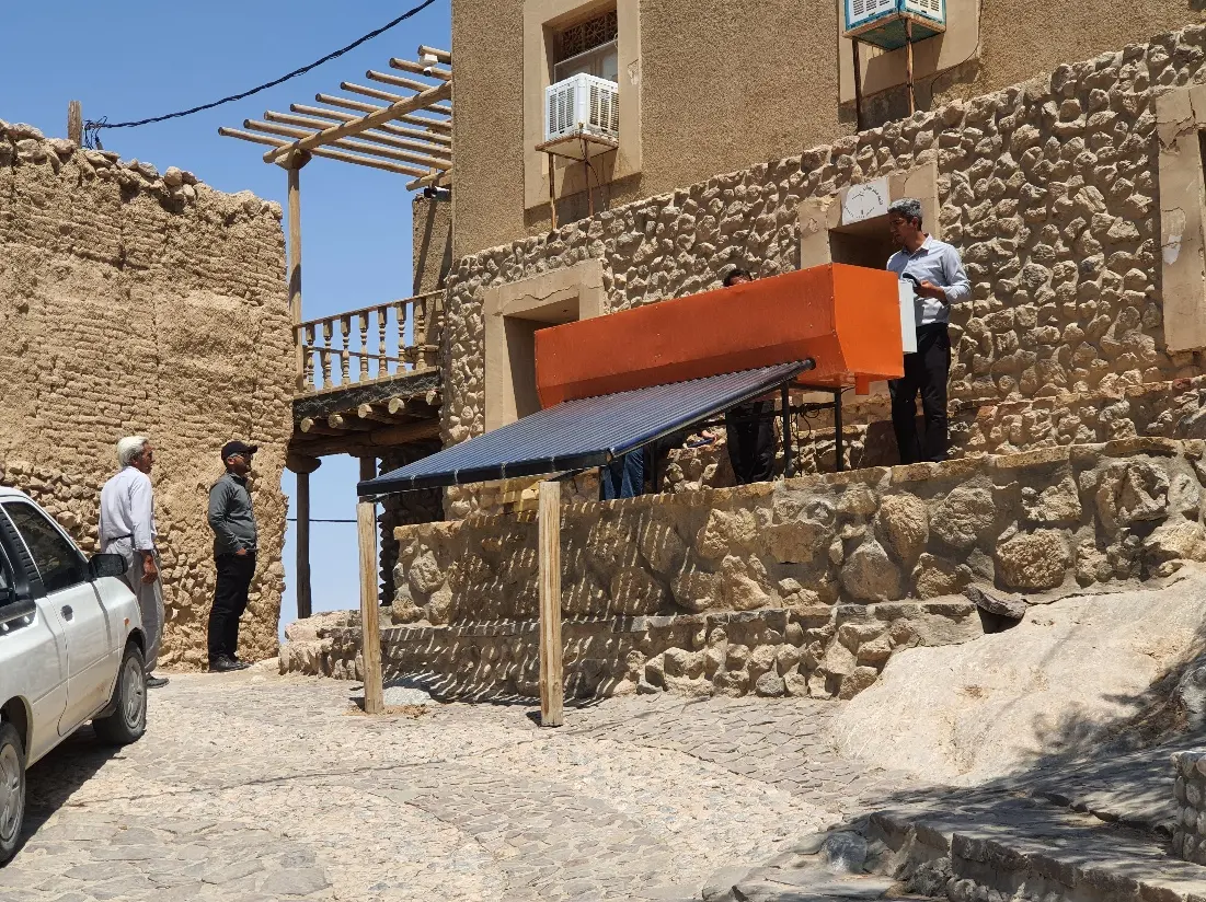 Solar water heater installed on a village guesthouse